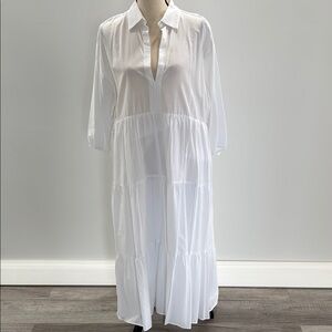 ZARA White Tiered Maxi Dress size XL